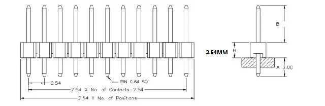 15/17/19mm Single Row Straight Male Pin Header Strip 1*3/4/5/6/8/10/40P 2.54mm